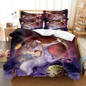3D digital printing 2/3pc quilt cover pillowcase double bed set cover quilt Soft Microfiber bedding set Anime characters EU single(135x200cm)
