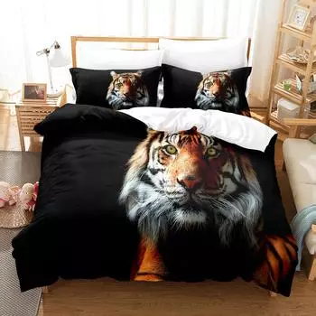 3D Digital Printing Bedding Four-Piece Set Three-Piece Set Tiger 2 Sheets Quilt Pillow 135X200 two-piece set