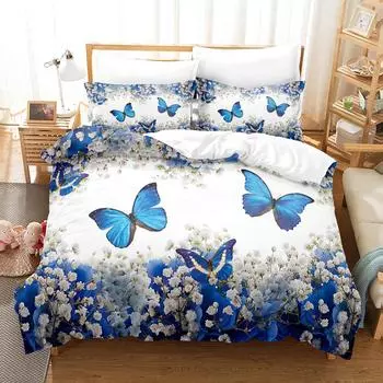 3D Digital Printing Bedding Four-Piece Set Three-Piece Set Butterfly Bed Sheet Quilt Pillow 135x200 two-piece set