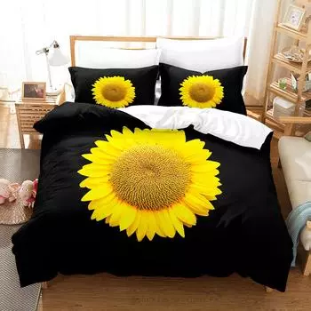 3D Digital Printing Bedding Four-Piece Set Three-Piece Set Sunflower Bed Sheet Quilt Pillow 135x200 two-piece set