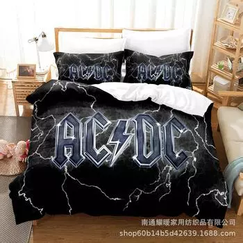 3D Digital Printing Bedding Four-Piece Set Three-Piece Set Acdc Bed Sheet Quilt Pillow 135X200 two-piece set
