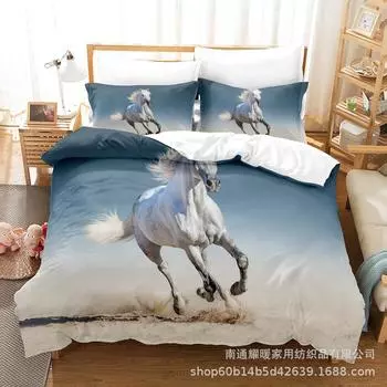 3D Digital Printing Bedding Four-Piece Three-Piece Set Horse Unicorn Bed Sheet Quilt Pillow 135X200 two-piece set