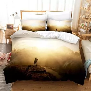 3D Digital Printing Bedding Four-Piece Three-Piece Set, Wilderness Redemption, Bed Sheet, Quilt Cover UK Single 135 * 200cm two-piece set (90g)