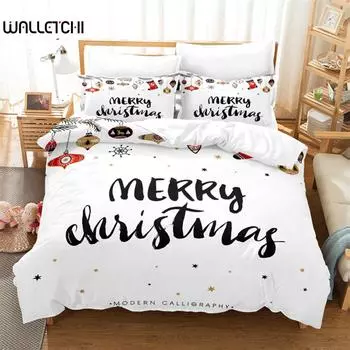 3D Digital Printing Christmas Bedding Set, Merry Christmas Duvet Cover, Linen, Queen Size, Fashion Design EU single(135x200cm)