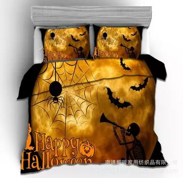 3D Digital Printing Halloween Bedding Pattern Four-Piece Set Three-Piece Set Sticker 135x200 two-piece set