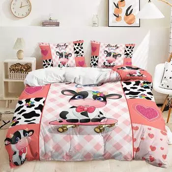 3D Digital Printing Kit Bedding Quilt Cover Three-Piece Set Small Fresh Animal Home Textiles 135 * 200 (two-piece set) 90g