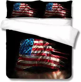 3D Digital Printing Polyester Quilt Cover Pillowcase Two Or Three-Piece Set National Flag Series a pair of pillowcases 50 * 90