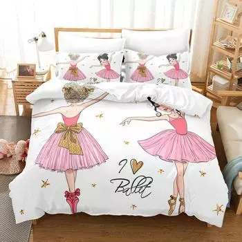 3D Digital Printing Three-Piece Kit Girls Room Bedding quilt cover 90 * 190 pillowcase 50 * 75 * 1