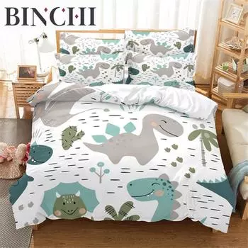 3D Dinosaur Bedding Set Queen Bedding Duvet Cover Set Bedding Set Bed Cover Cotton Queen Bedroom Bed Cover Set Bed Set Bedding EU single(135x200cm)&set