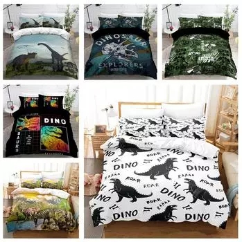 3D динозавр постельное белье пуховое одеяло наволочка 2/3 шт комфорт покрывало мальчики мужчины односпальная кровать двуспальная кровать роскошный домашний текстиль подарок Baby 100x135cm