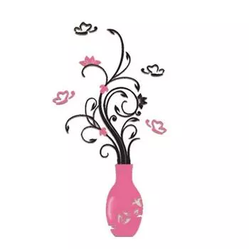 3D DIY акриловая ваза для цветов с рисунком настенная наклейка домашняя комната фон наклейка S розовый
