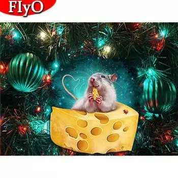 3D DIY Алмазная картина Мышь Алмазная вышивка Животное Мозаика Ремесленные Рождественские украшения для дома Full Round (20X30CM)