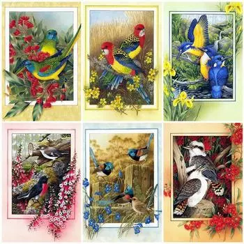 3D DIY Алмазная картина Птица Полная площадь Алмазная вышивка Животное Мозаика Цветок Рукоделие Подарок ручной работы Домашний декор Full Round 20X30CM красный
