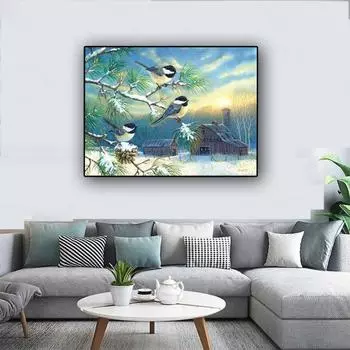 3D Diy Алмазная картина Птицы на дереве Вышивка крестиком Картина Домашний декор Подарок 20X30CM