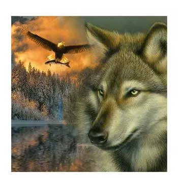 3D DIY Алмазная картина вышивка крестом Волк и Орел Кристалл Алмазная вышивка Рукоделие Полный набор бриллиантов Декоративные 20X30CM