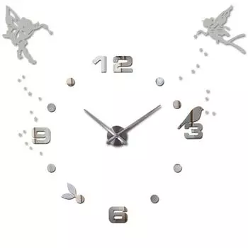 3D DIY цифровые настенные часы современные ангел большие часы акриловые бесшумные большие самоклеящиеся настенные часы для гостиной кухни декор 47inch чёрный