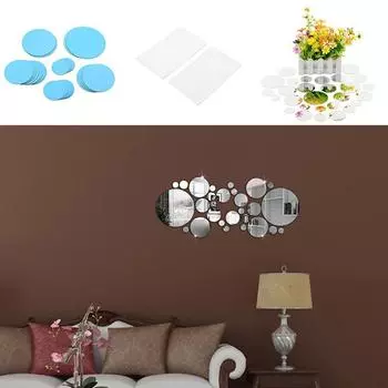 3D DIY домашний декор серебряные круги зеркальные акриловые наклейки на стену