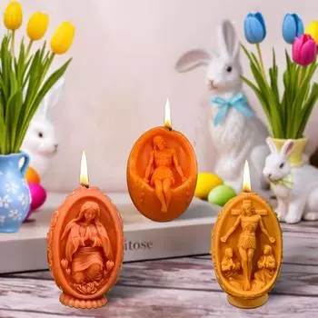 3D DIY Иисус Свеча Силиконовая Форма Дева Мария Пасхальное Яйцо Смоляная Форма Пасхальные Гипсовые Формы Домашний Декор Пасхальный Подарок