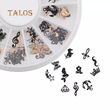 3D DIY металлический фестиваль ногтей ломтик черные бронзовые наклейки наклейка фольга колесо маникюр декор