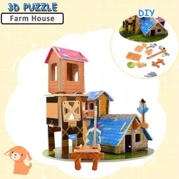3D DIY Небесная вилла Пазл Пазлы Игрушки для детей Дерево Замок Архитектура Пазл Детские игрушки Раннее обучение Образовательные подарки для детей