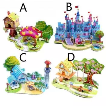 3D DIY Пазл Мозаика Детская Игрушка Ребенок Раннее Обучение Замок Конструкция Узор Подарок для Детей A