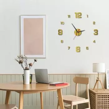3D DIY светящийся циферблат без сверления акриловые бескаркасные бесшумные настенные часы с наклейками с цифрами для жизни 40cm золотой