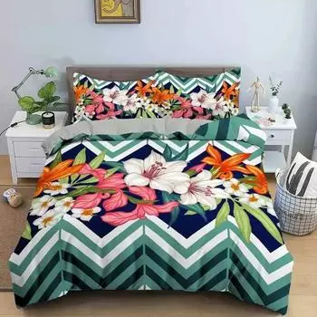 3D Дизайн Цветы Пододеяльник Комплект Постельного Белья Покрывала для Одеяла/Одеяла Наволочки Двуспальный Полуторный Полный Королевский Кинг Домашний Текстиль Постельные Принадлежности EU single(135x200cm)