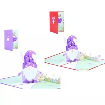 3D для Pop Up открыток Пасхальный день Кролик Гном Поздравительные открытки для девочек Мальчиков Детей Жена Открытки с конвертом на весну Все X3UC красный