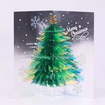 3D для Pop Up Рождественские поздравительные открытки Веселые рождественские открытки Открытка ручной работы с елкой и конвертами на День благодарения D зелёный