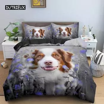 3D Dog Pet Duvet Cover Bedding Cute Set Home Pet Animals Theme for Bedroom Decoration Dog Lovers Gifts Women Children Teens Men EU single(135x200cm)