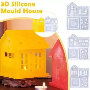 3D Дом Подсвечник Силиконовая Форма DIY Рождественские Формы Елки Держатель Дома Украшения Из Смолы Инструменты Изготовление Ремесла Гипсовая Свеча V2N4