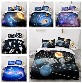 3D домашнее постельное белье Вселенная Звездное небо пододеяльник Queen King полноразмерный принт Twin Planet для взрослых и детей пододеяльник и наволочка постельное белье UK Single 135x200cm