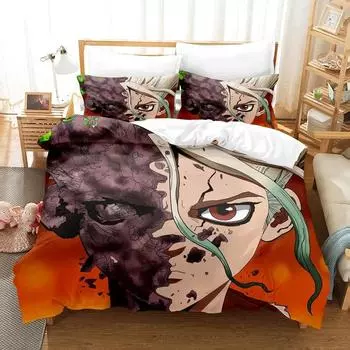 3D Dr.Stone Bedding Sets Duvet Cover Set With Pillowcase Twin Full Queen King Bedclothes Bed Linen 70x133cm 2pcs