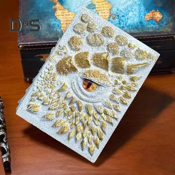 3D Dragon Eye Journal Твердый переплет из смолы Винтажный тисненый Devil Eye Дорожный блокнот Скетчбук Блокнот Дневник Коллекция Любителей Драконов Подарок фиолетовый
