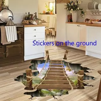 3D Drawbridge Living Room Bedroom Removable Background Wallpaper Floor Paste Wall Stickers