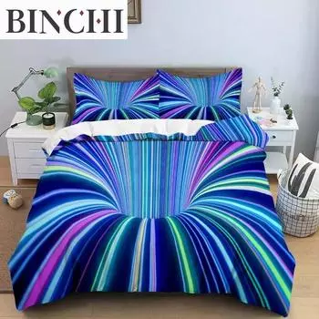 3D Duvet Cover Psychedelic Abstract Double Queen Bedding Set 23pcs Quilt Cover with Zipper King Size Polyester Comforter Cover 70x133cm 2pcs