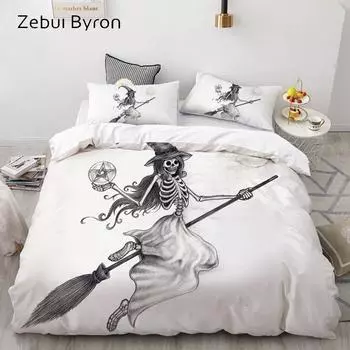 3D Duvet Cover Set Custom,Bedding Sets USA/AU/Europe/Queen/King,Quilt/Blanket Cover Set,bedclothes Witch Skull,drop ship 228*228 3pcs