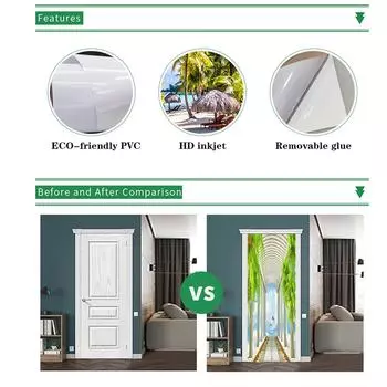 3D дверная роспись, наклейка на дверь, съемная самоклеящаяся наклейка на стену, съемная виниловая дверь, художественный декор для Type 5