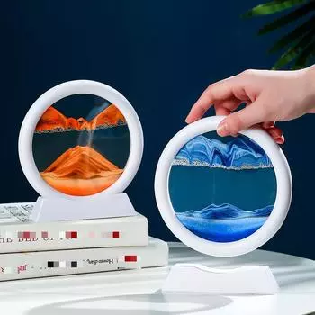 3D движущаяся песчаная художественная картина, круглое стекло, глубокий морской песчаный пейзаж, песочные часы, зыбучие пески, ремесло, текучая картина, офис, домашний декор, подарок красный
