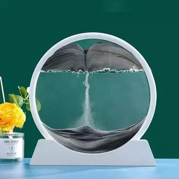 3D движущийся песок художественная картина круглое стекло глубокий морской пейзаж песочные часы зыбучий песок ремесло струящийся песок живопись офис домашний декор подарок