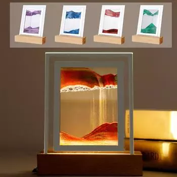 3D-движущийся песок, вращающиеся на 360 ° украшения в виде песочных часов, креативный художественный песок, жидкое движение, гостиная синий