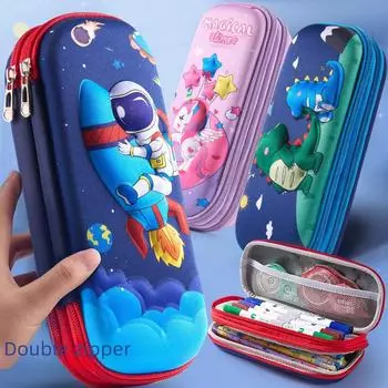 3D двухслойный пенал - большая вместительная сумка для канцелярских принадлежностей для учеников начальной школы Ballet Girl, Single Zipper