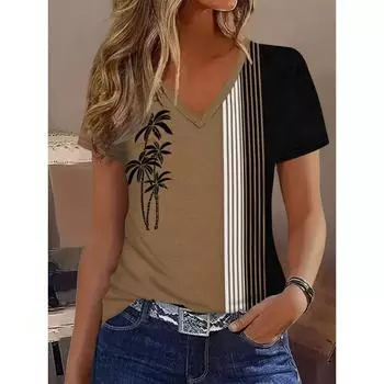 3D дышащая футболка с V-образным вырезом и коротким рукавом, повседневная спортивная рубашка, летний женский топ S