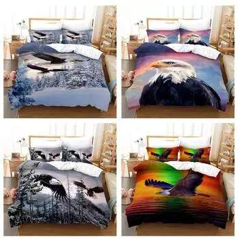 3D Eagle Bedding Set Animal Duvet Cover Pillowcase 2/3pcs Soft Quick Drying Cover Set Men s Youth Gift Home Textile Baby 100x135cm