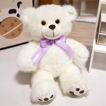 3D Eyes Bow Bear Plush Toys Ribbon Bow Tie Stuffed Animal Pillow Plush Bear Doll Adults Children 25cm