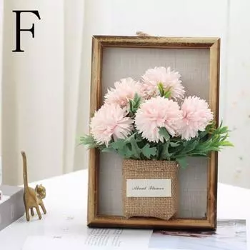 3D Faux Flowers Wall Decor Wooden Imitation Flowers Decoration Hydrangea Wall Decor Flower Display F