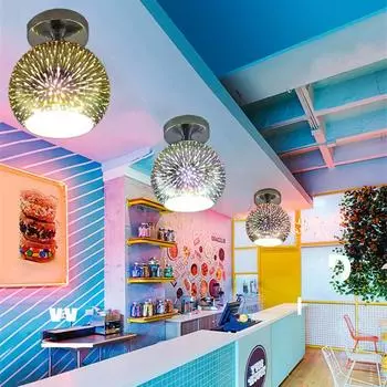 3D фейерверк, потолочные светильники, оцинкованные витражи, гостиная, спальня, кухня, проход, входные светильники золотой