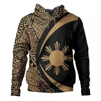 3D Филиппины Филиппинцы Полинезийские татуировки Лапу Лапу Солнце Племенной принтованные толстовки для мужчин Детская мода с капюшоном толстовка Крутые пуловеры XXS