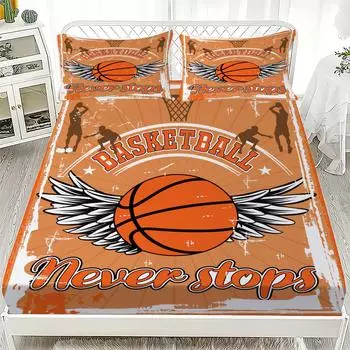 3D Fitted Sheets Basketball Soccer Bedding Printed With Elastic Mattress Cover And Pillowcase Custom 180x200cm Boy Kids Decor 90x200cmx25