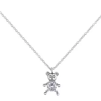 3D Flash Diamond Cartoon Bear Ключичная цепочка на ключицу Цепочка на свитер Женская модная крутая хип-хоп личность ретро-медведь Ожерелье Copper (white gold + chain)